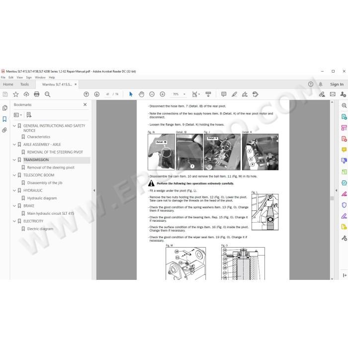 Manitou SLT 415 415B 420B S1 / S2 E2 service & repair manual