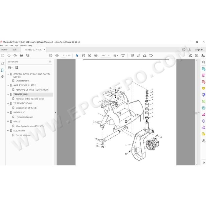 Manitou SLT 415 415B 420B S1 / S2 E2 service & repair manual