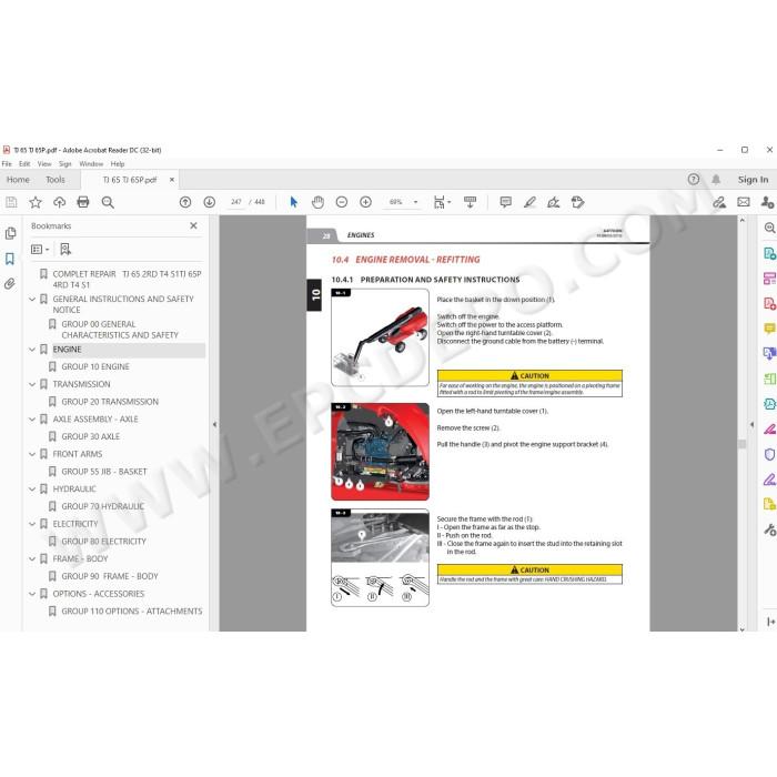 Manitou Platform TJ 65 65P 2RD 4RD T4 Serie 1 service & repair manual