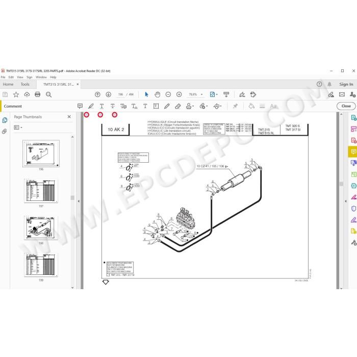 Manitou Forklift TMT 315 315RL 317SI 317SIRL 320S parts manual