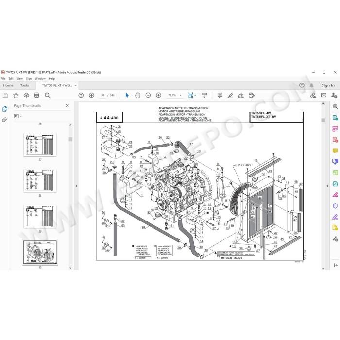 Manitou Forklift TMT55 FL / XT 4W Series 1 E2 parts manual