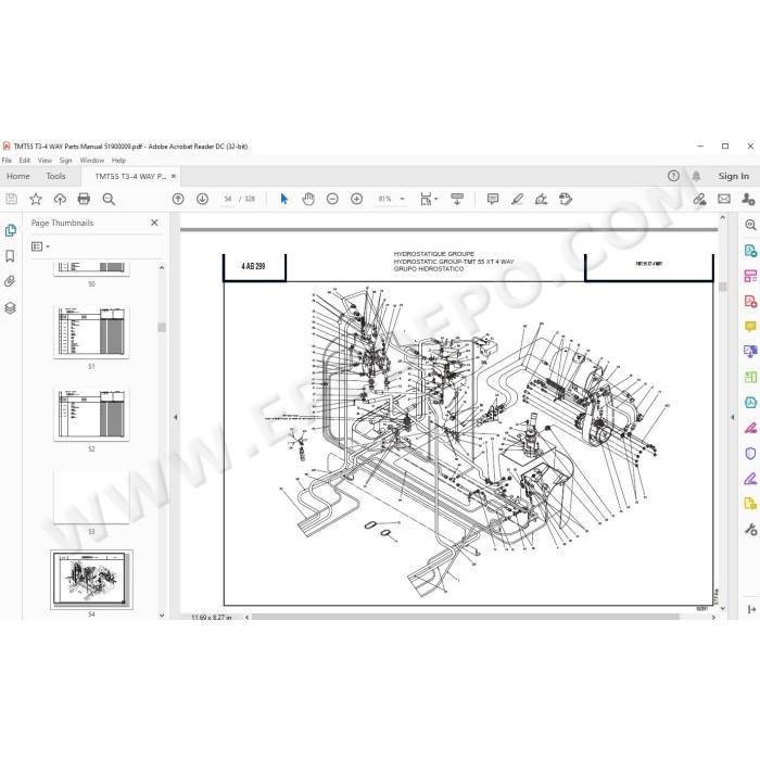 Manitou Forklift TMT 55 HT / XT T3 4 way spare parts manual