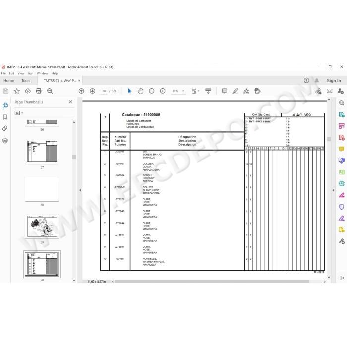 Manitou Forklift TMT 55 HT / XT T3 4 way spare parts manual