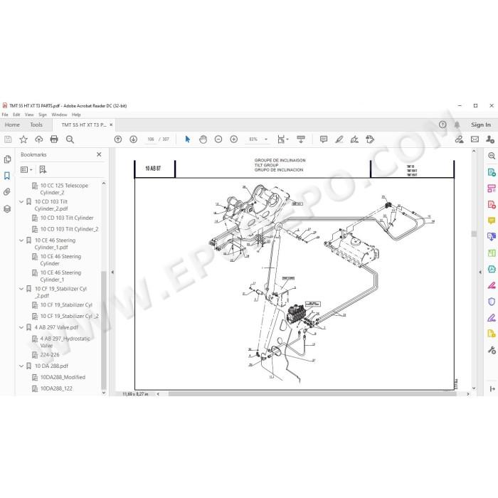 Manitou Forklift TMT 55 HT / XT / T3 spare parts manual