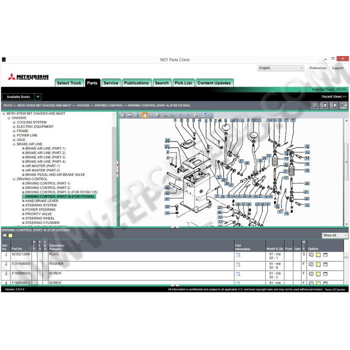 Mitsubishi Forklift MCFE EPC spare parts catalog + service & repair 2014