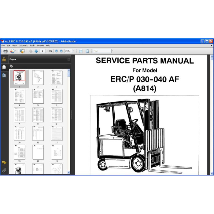 YALE FORKLIFT ERC / ERP 030 - 040 AF PARTS CATALOG