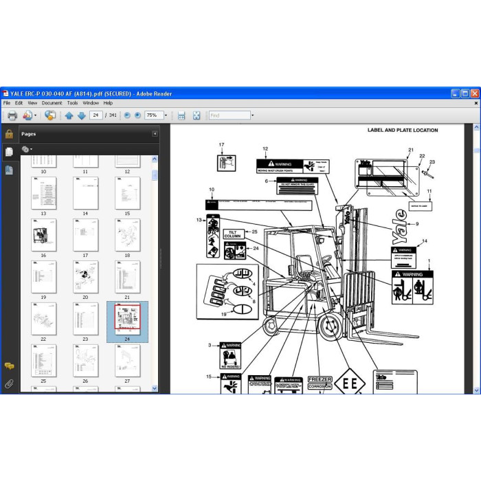 YALE FORKLIFT ERC / ERP 030 - 040 AF PARTS CATALOG
