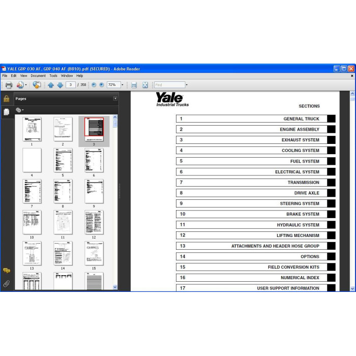 YALE FORKLIFT GDP030AF, GDP040AF PARTS CATALOG