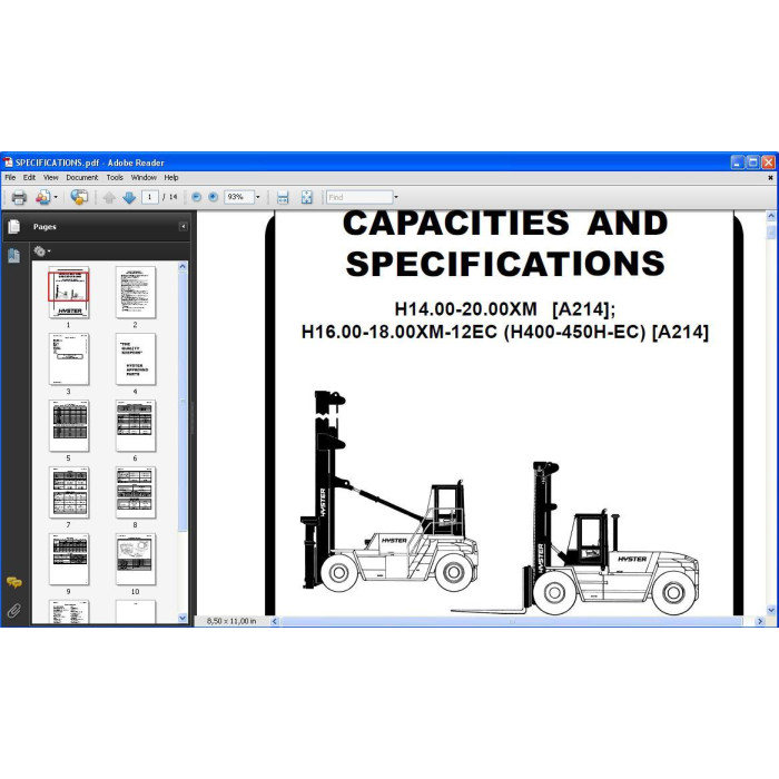 Hyster H16.00-18.00XM-EC H400-450H-EC US service manual