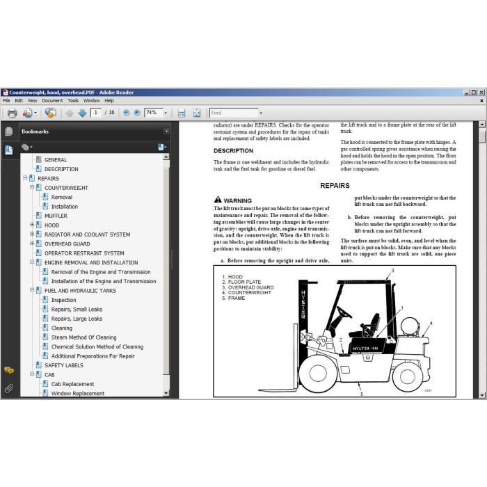Hyster H2.00XL H2.50XL H3.00XL US service manual