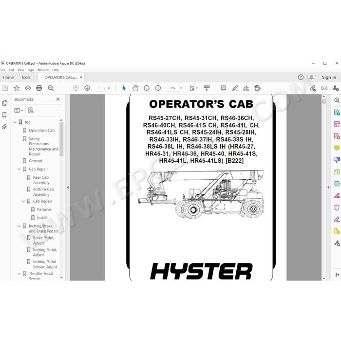Hyster HR45-27 HR45-31 HR45-36 HR45-40 EU service manual
