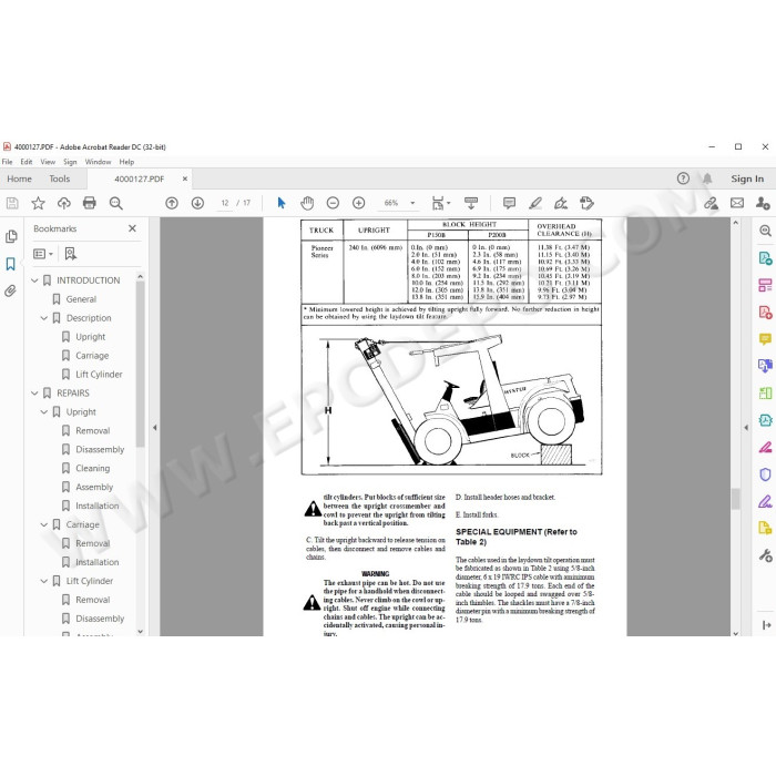 Hyster H150H H165H H180H H200HS US service manual
