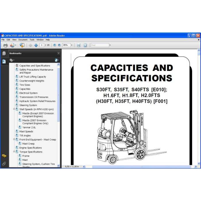Hyster H1.6FT, H1.8FT, H2.0FTS US service manual