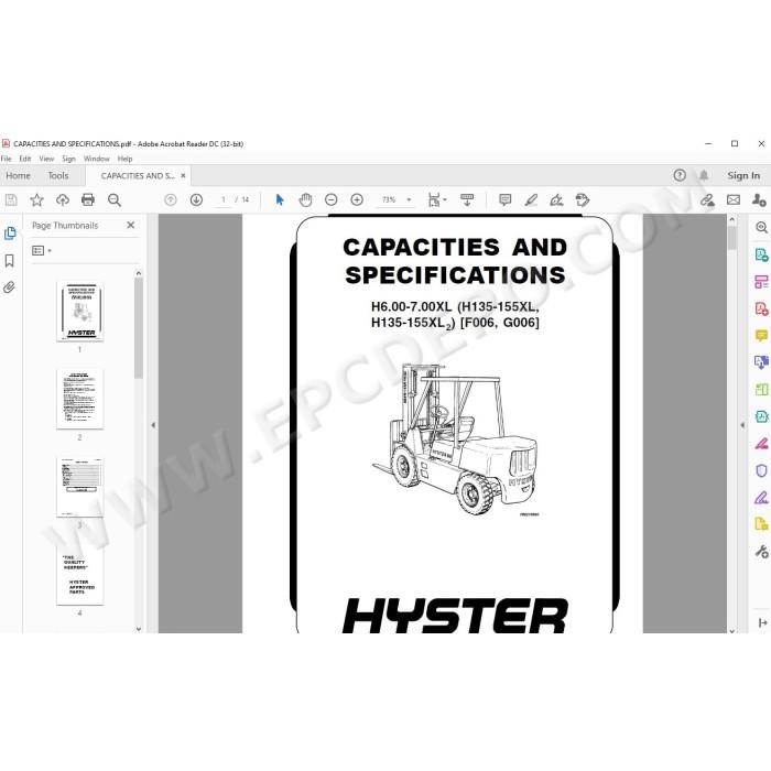 Hyster H6.00-7.00XL (H135-155XL) US service manual