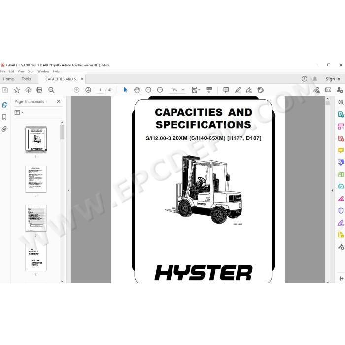 Hyster S/H 2.00-3.20XM (S/H 40-65XM) EU service manual