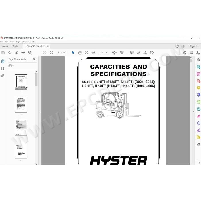 Hyster S6.0FT S7.0FT H6.0FT H7.0FT EU service manual