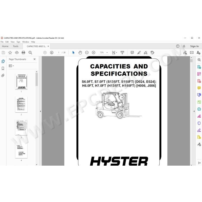 Hyster S6.0FT S7.0FT H6.0FT, H7.0FT US service manual