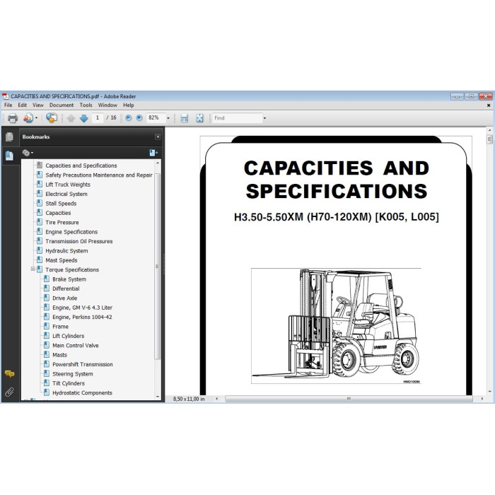 Hyster H3.50-5.50XM (H70-120XM) EU service manual