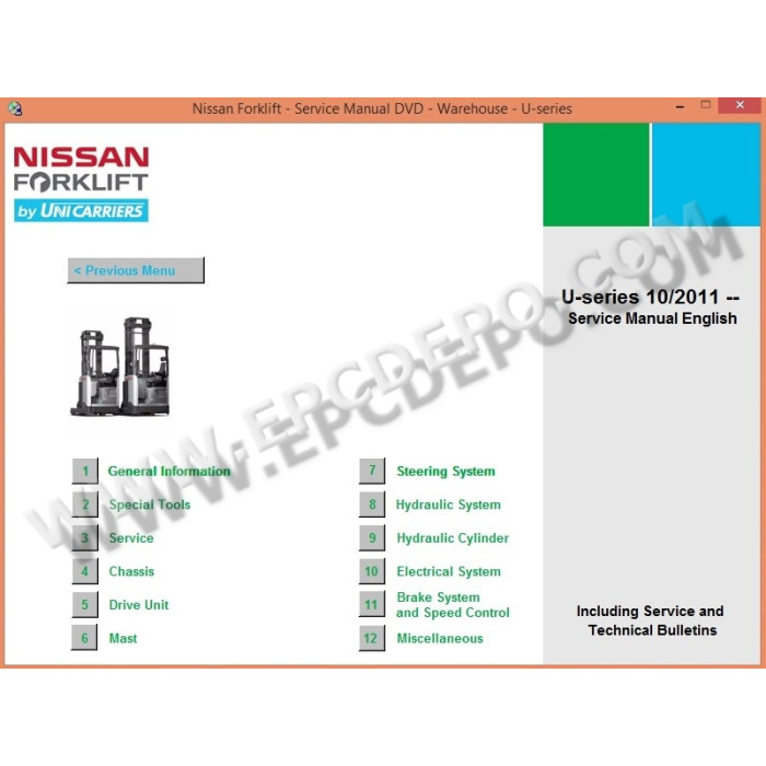 NISSAN FORKLIFT SERVICE & REPAIR MANUAL 2013