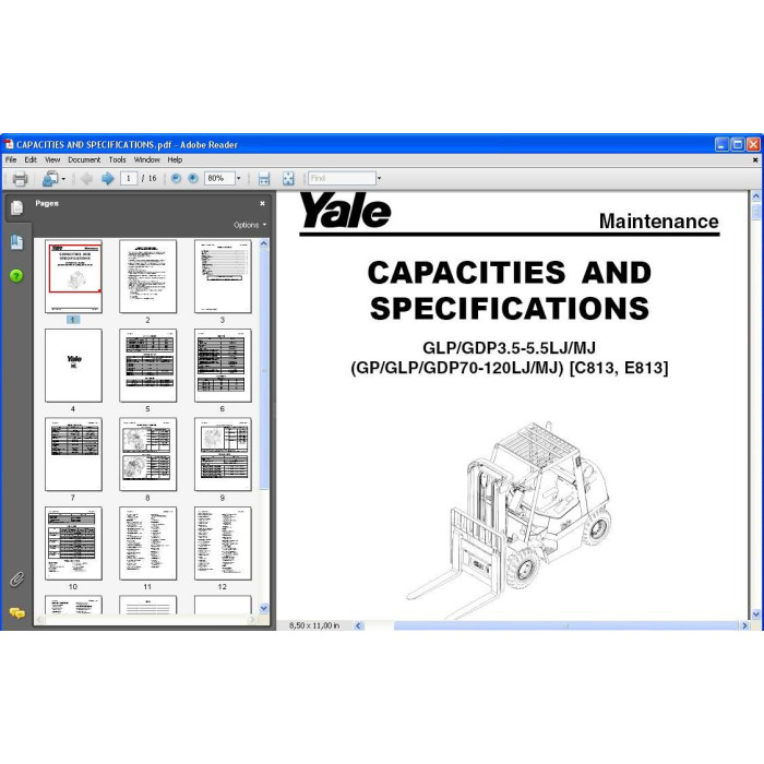 YALE GLP / GDP 3.5 - 5.5 LJ / MJ SERVICE MANUAL