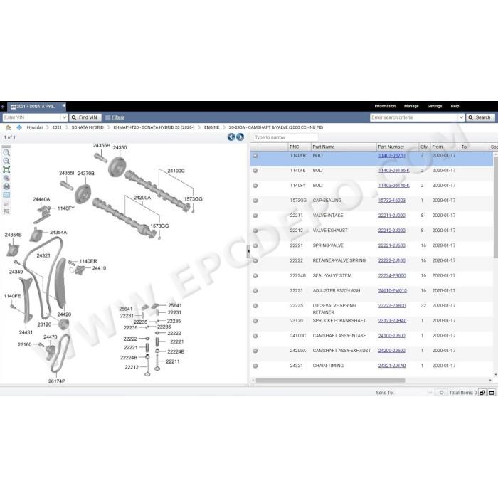 HYUNDAI NORTH AMERICA EPC 2021 PARTS CATALOG