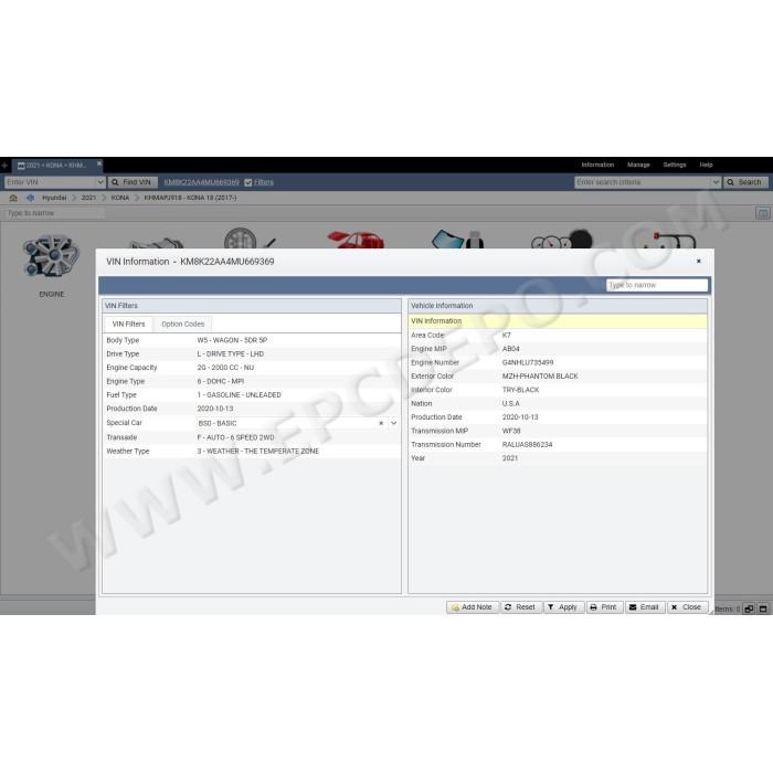 HYUNDAI NORTH AMERICA EPC 2021 PARTS CATALOG
