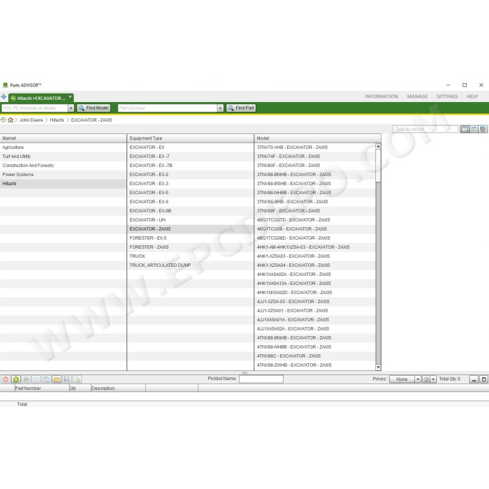 John Deere + Hitachi Construction & Agriculture EPC parts catalog 2021