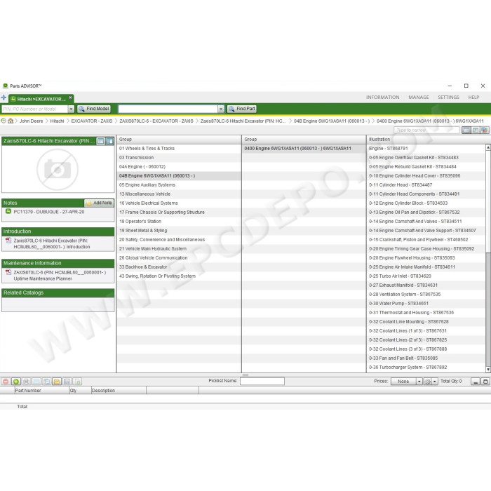 John Deere + Hitachi Construction & Agriculture EPC parts catalog 2021