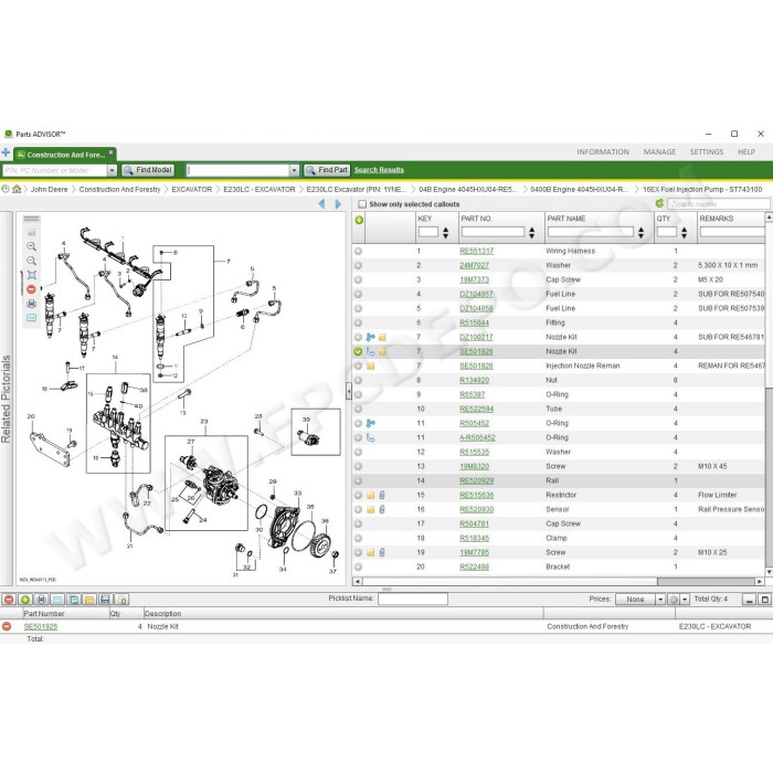 John Deere + Hitachi Construction & Agriculture EPC parts catalog 2021