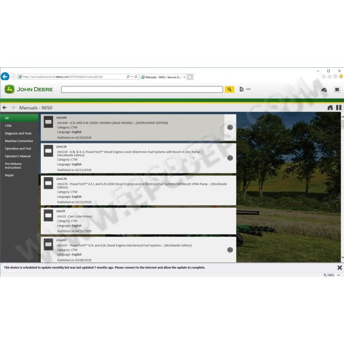 John Deere Service Advisor SA AG Agriculture 5.2 2018
