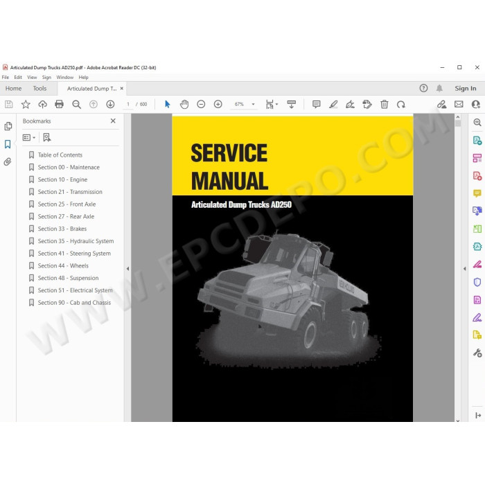 New Holland Articulated Dump Truck AD250 AD300 service manual