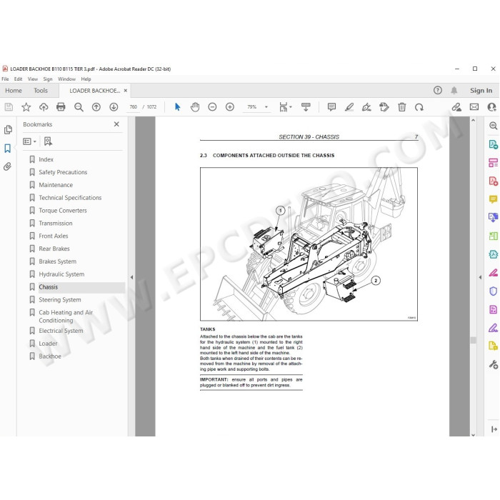 New Holland Backhoe Loader B110 B115 Tier 3 service manual