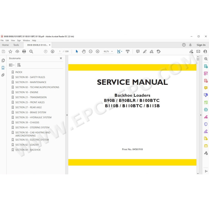 New Holland Backhoe Loader B90B B90BLR B100BTC B110B B110BTC B115B service manual