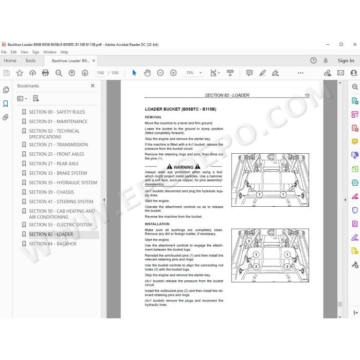 New Holland Backhoe Loader B90B B95B B95BLR B95BTC B110B B115B service manual