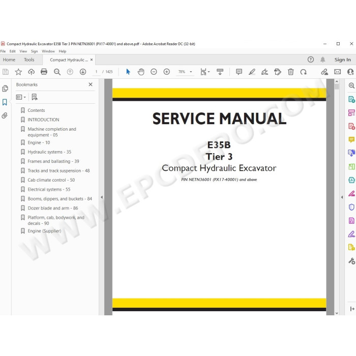 New Holland Compact Excavator E35B Tier 3 service manual