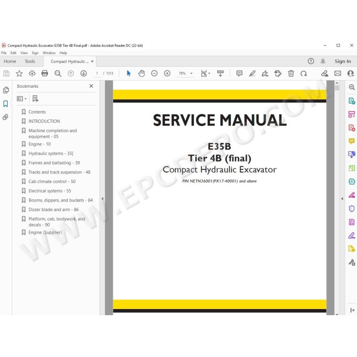 New Holland Compact Excavator E35B Tier 4B service manual