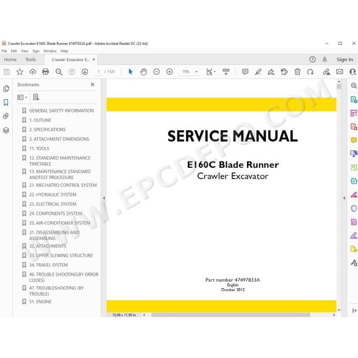 New Holland Excavator E160C Blade Runner service manual