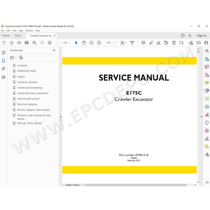 New Holland Excavator E175C service manual