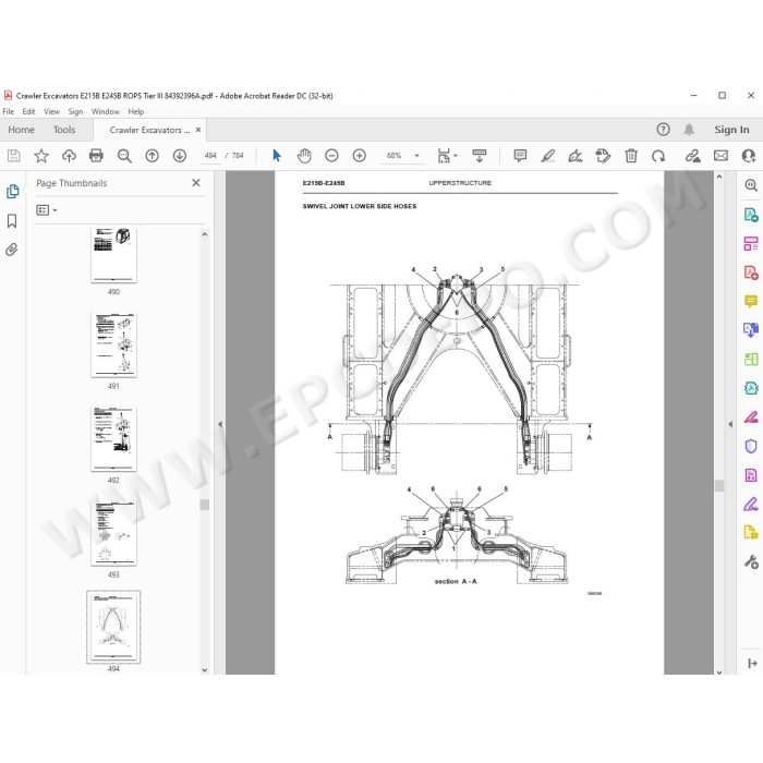 New Holland Excavator E215B E245B Rops Tier 3 service manual