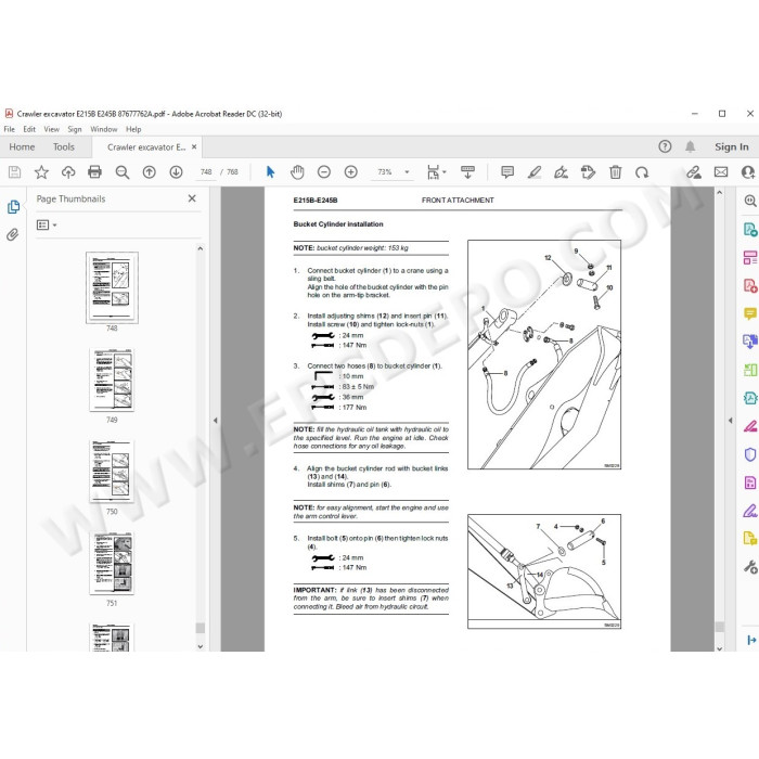 New Holland Excavator E215B E245B service manual