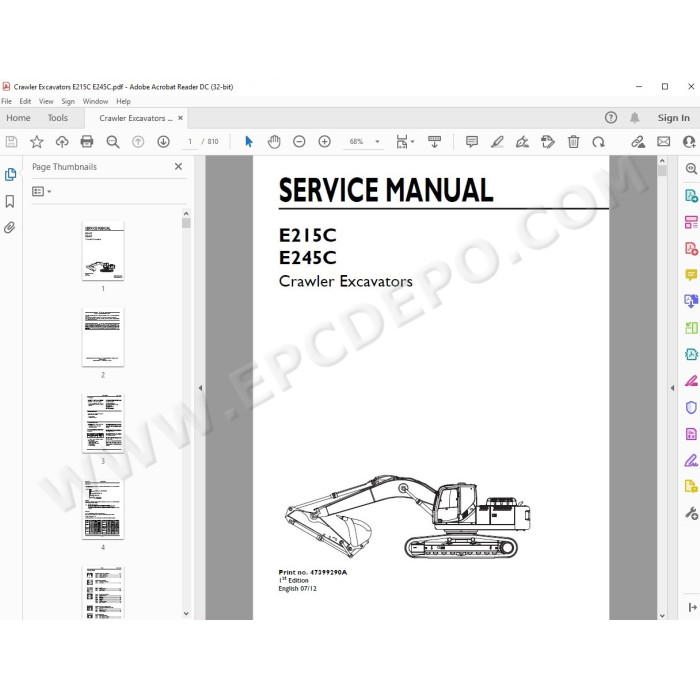 New Holland Excavator E215C E245C service manual
