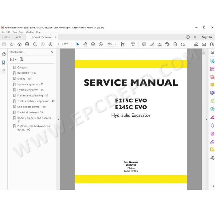 New Holland Excavator E215C E245C Evo Tier 3 service manual