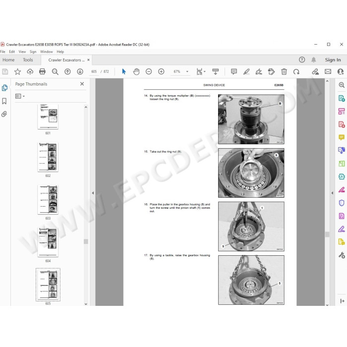 New Holland Excavator E265B E305B Rops Tier 3 service manual