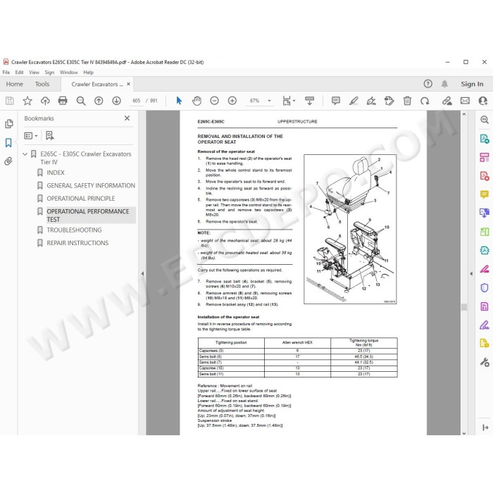 New Holland Excavator E265C E305C Tier 4 service manual