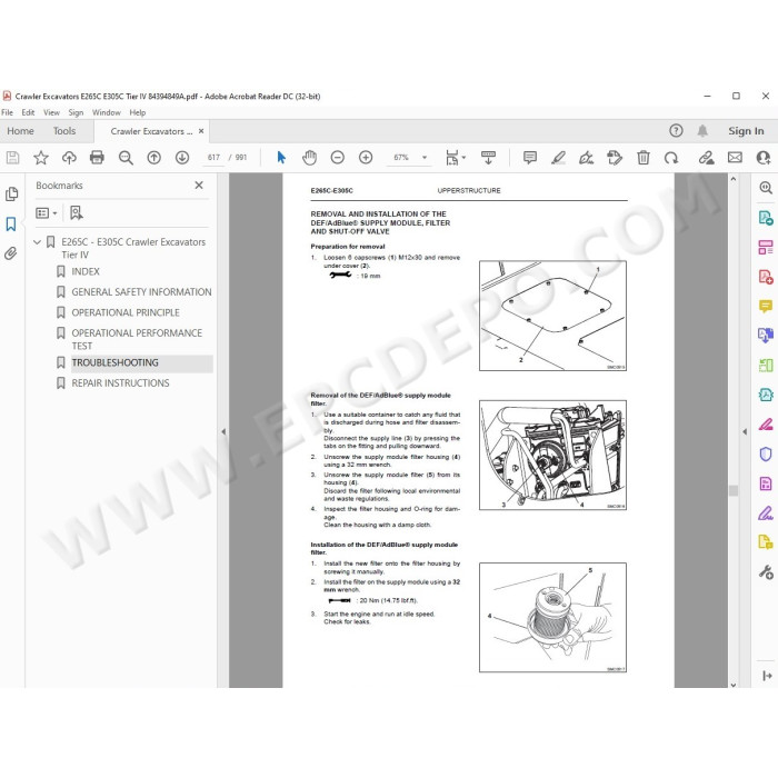 New Holland Excavator E265C E305C Tier 4 service manual