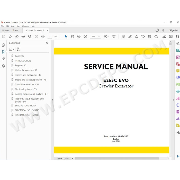 New Holland Excavator E265C EVO Tier 3 service manual