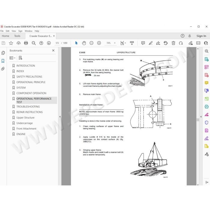 New Holland Excavator E385B Rops Tier 3 service manual