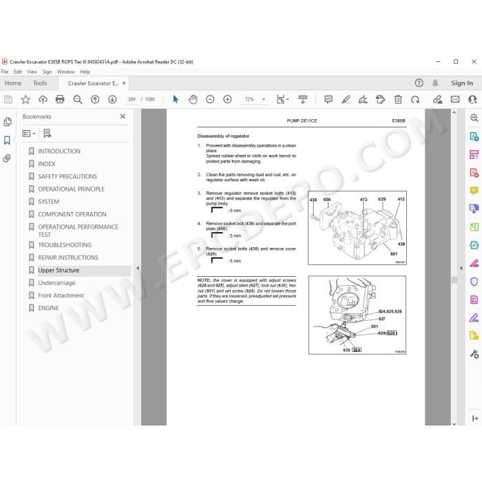 New Holland Excavator E385B Rops Tier 3 service manual