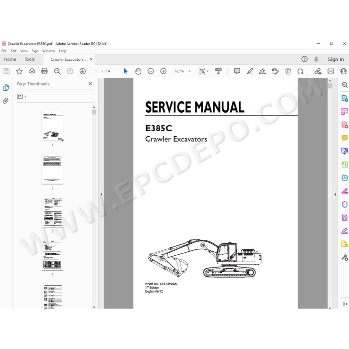 New Holland Excavator E385C service manual