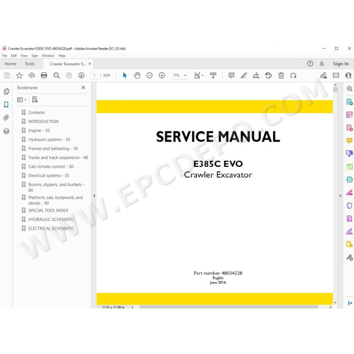 New Holland Excavator E385C EVO Tier 3 service manual